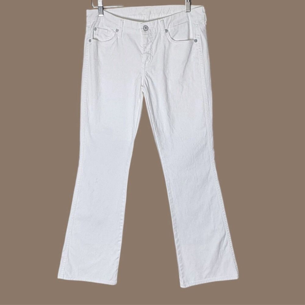 7 For All Mankind Womens A Bootcut Jeans Size 30 White Denim Low Rise 7FAMK